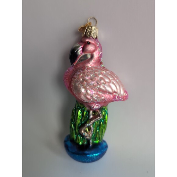 Old World Other - Vtg Flamingo Christmas Ornament 2002 Old World Christmas 5” Blown Glass